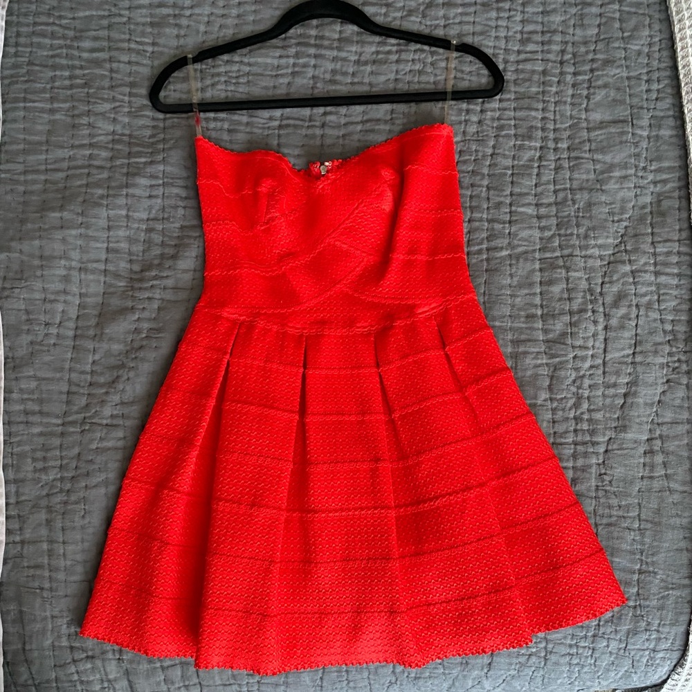 Red skater-style mini dress